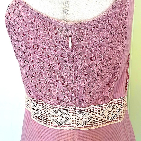 SoHo Chick Pink 🧚‍♀️ Dress/ Small/ Embroidery/ Floral/ Stripes/ Good Condition - Picture 5 of 15